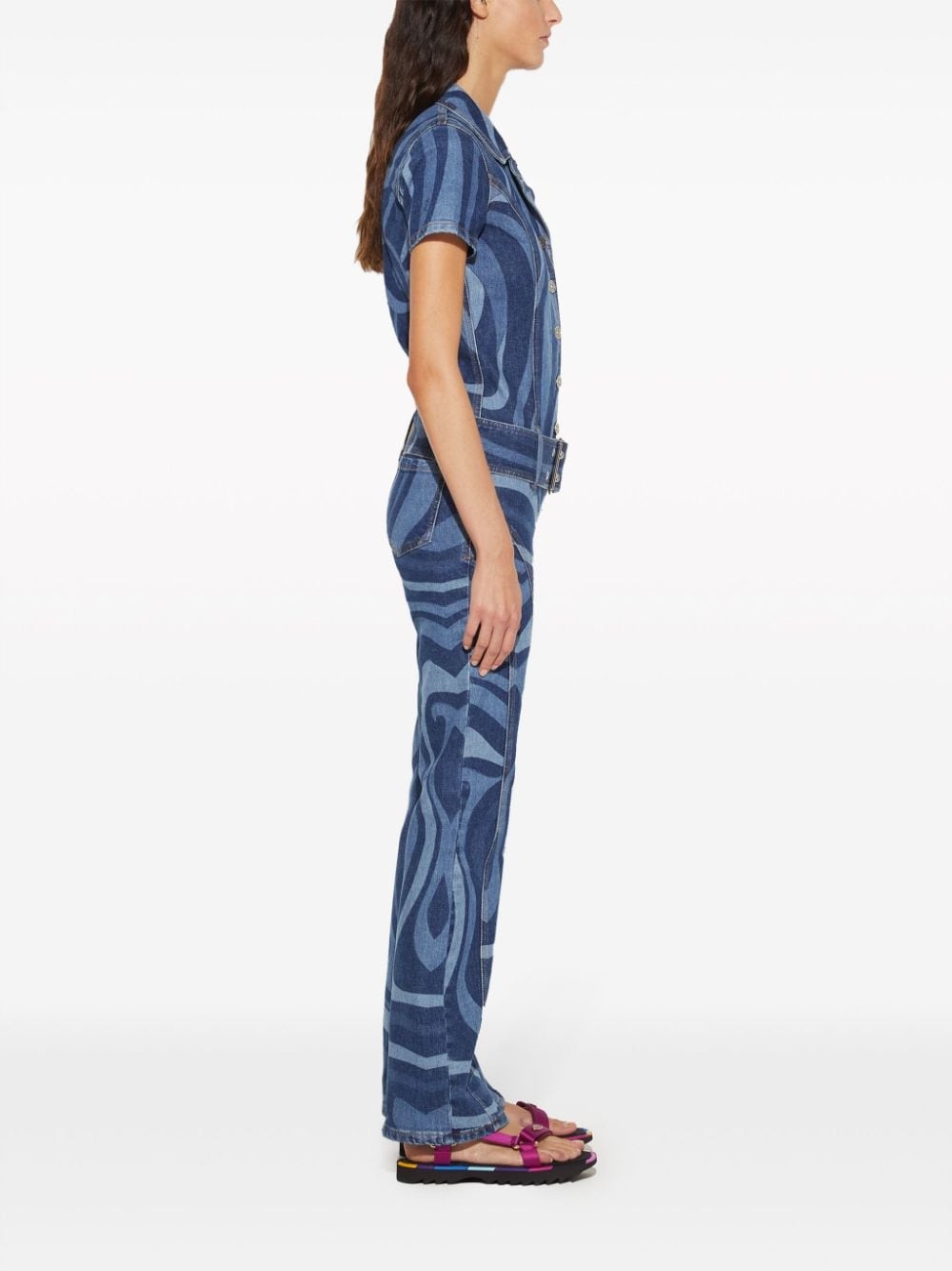 Marmo-print denim jumpsuit - 3