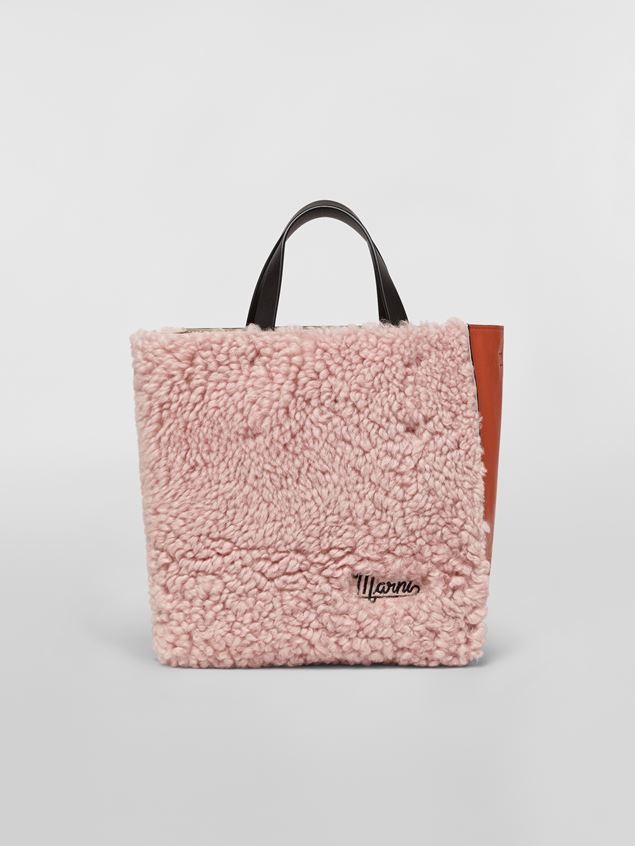MUSEO SOFT BAG IN SHEARLING AND CALFSKIN WITH EMBROIDERED LOGO - 1