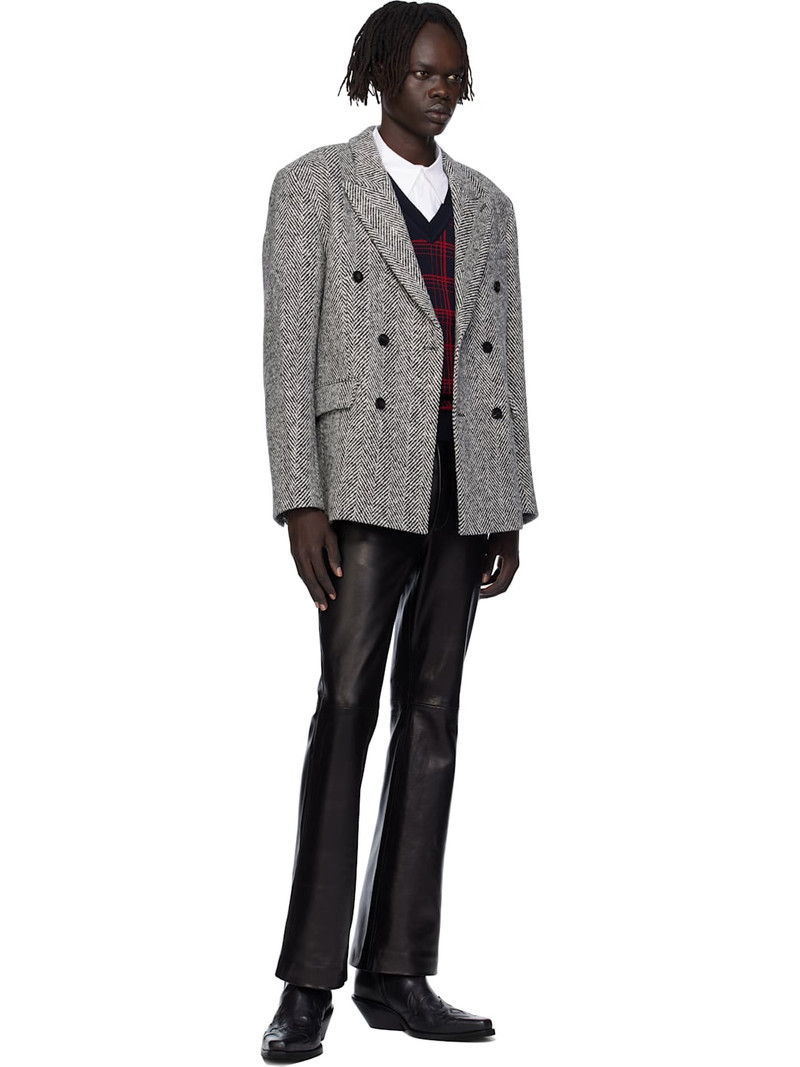 ERNEST W. BAKER Black & White Six Button Double-Breasted Blazer outlook