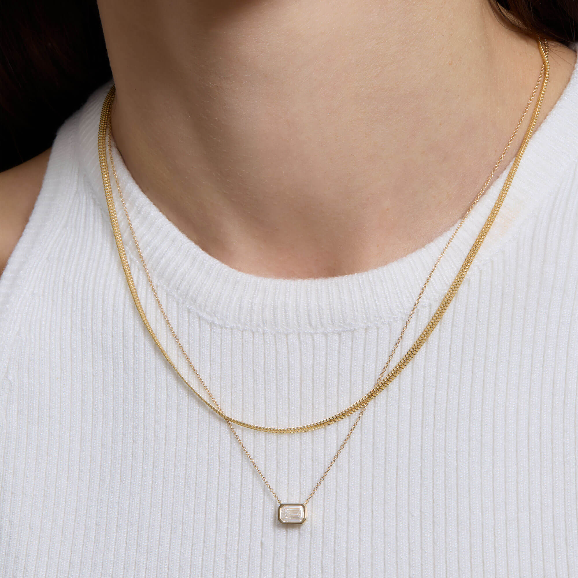 1 CTW LAB-Created Emerald Cut Necklace - 5