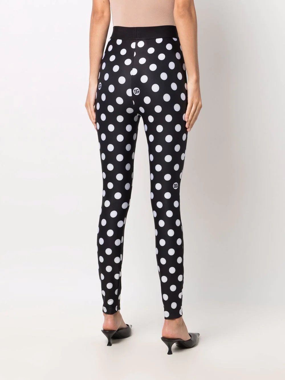 logo-waistband polka-dot leggings - 4