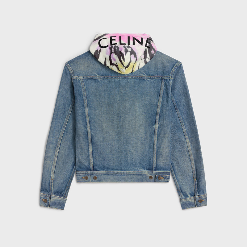 CELINE V-shaped trucker jacket in union wash denim outlook