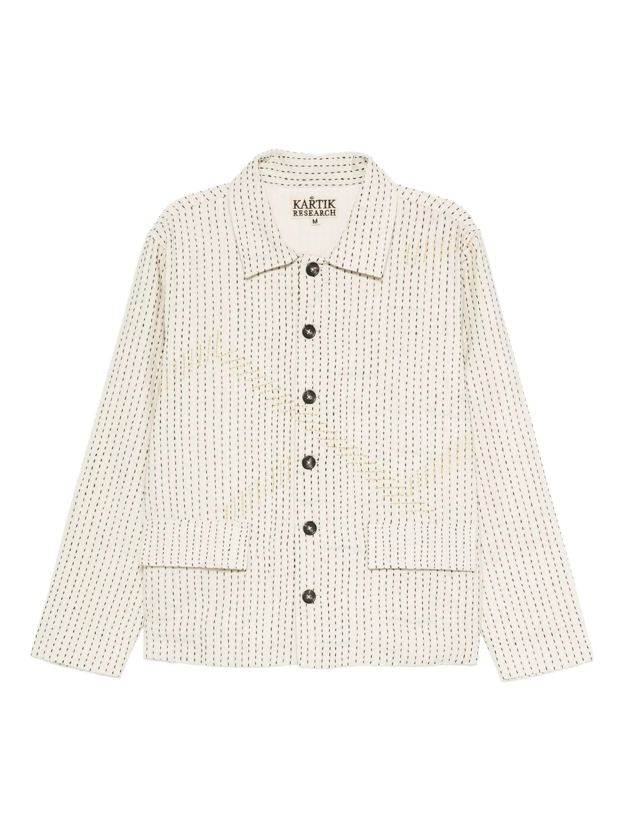 kantha-embroidered button jacket - 1