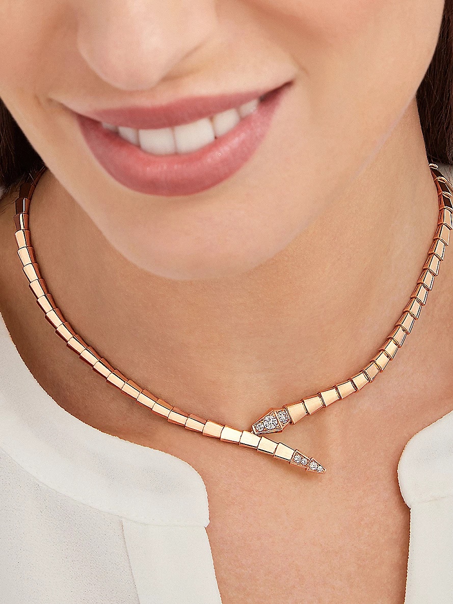 Serpenti Viper 18ct rose-gold and 0.41ct brilliant-cut diamond necklace - 4