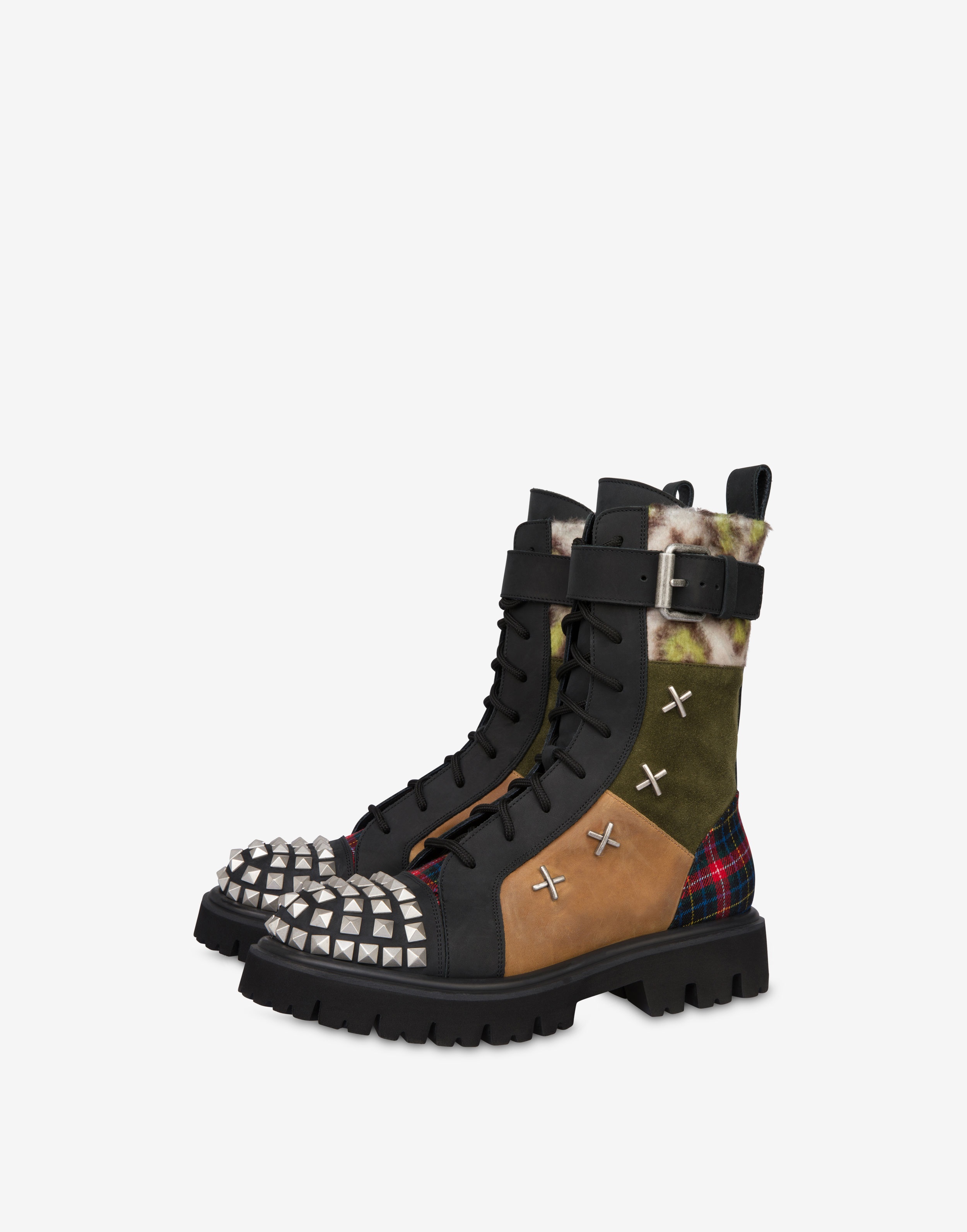 MILITARY PATCHWORK COMBAT BOOTS - 1