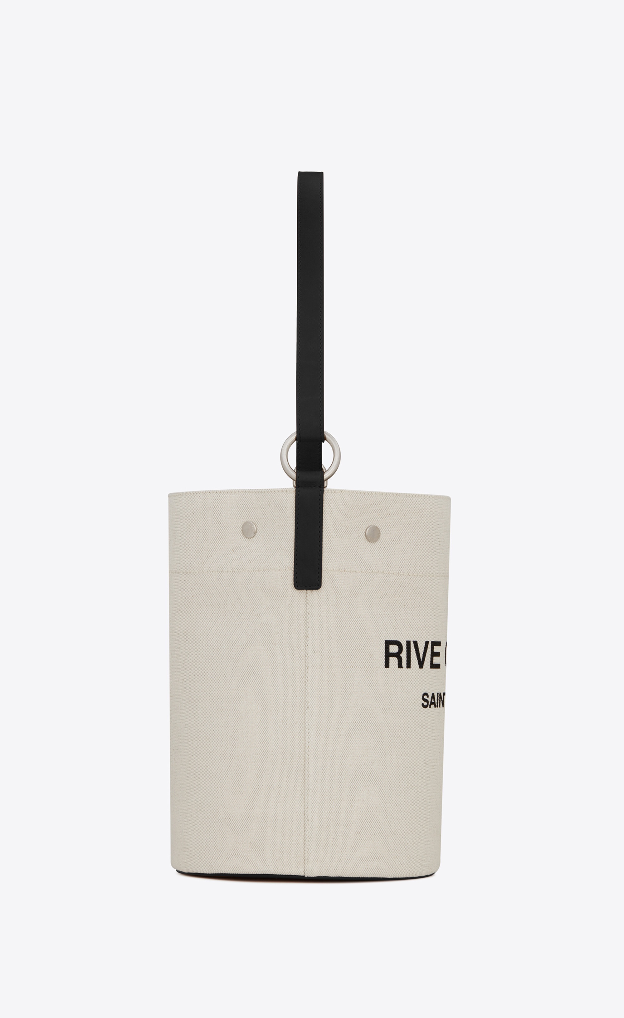 rive gauche bucket bag in linen - 4