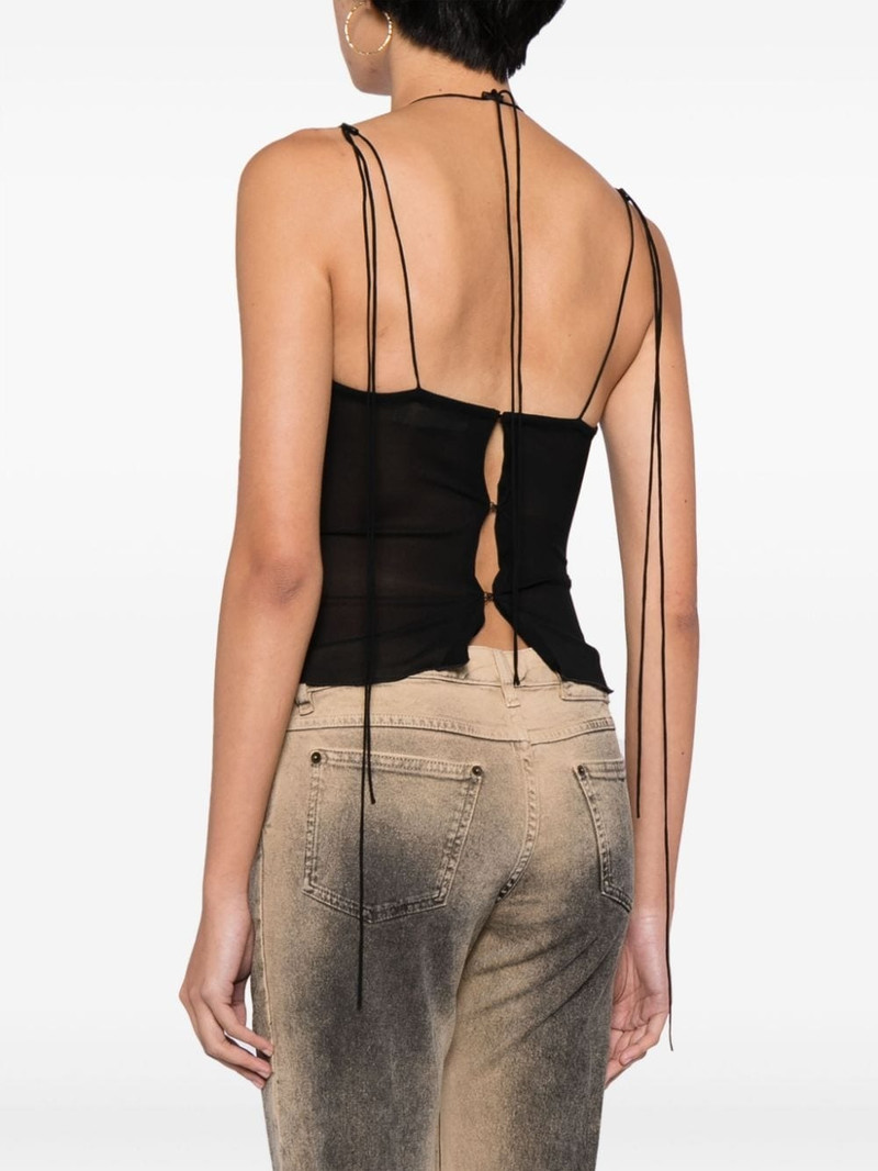 U-plunging stretch-silk top 4