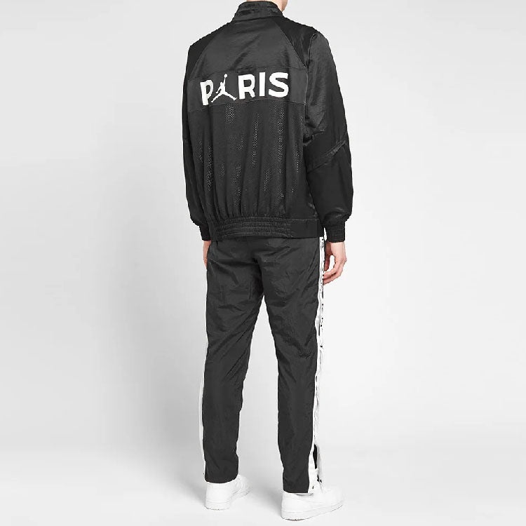Air Jordan x PSG Crossover Alphabet Printing Long Sleeves Zipper Jacket Black BQ8369-010 - 3