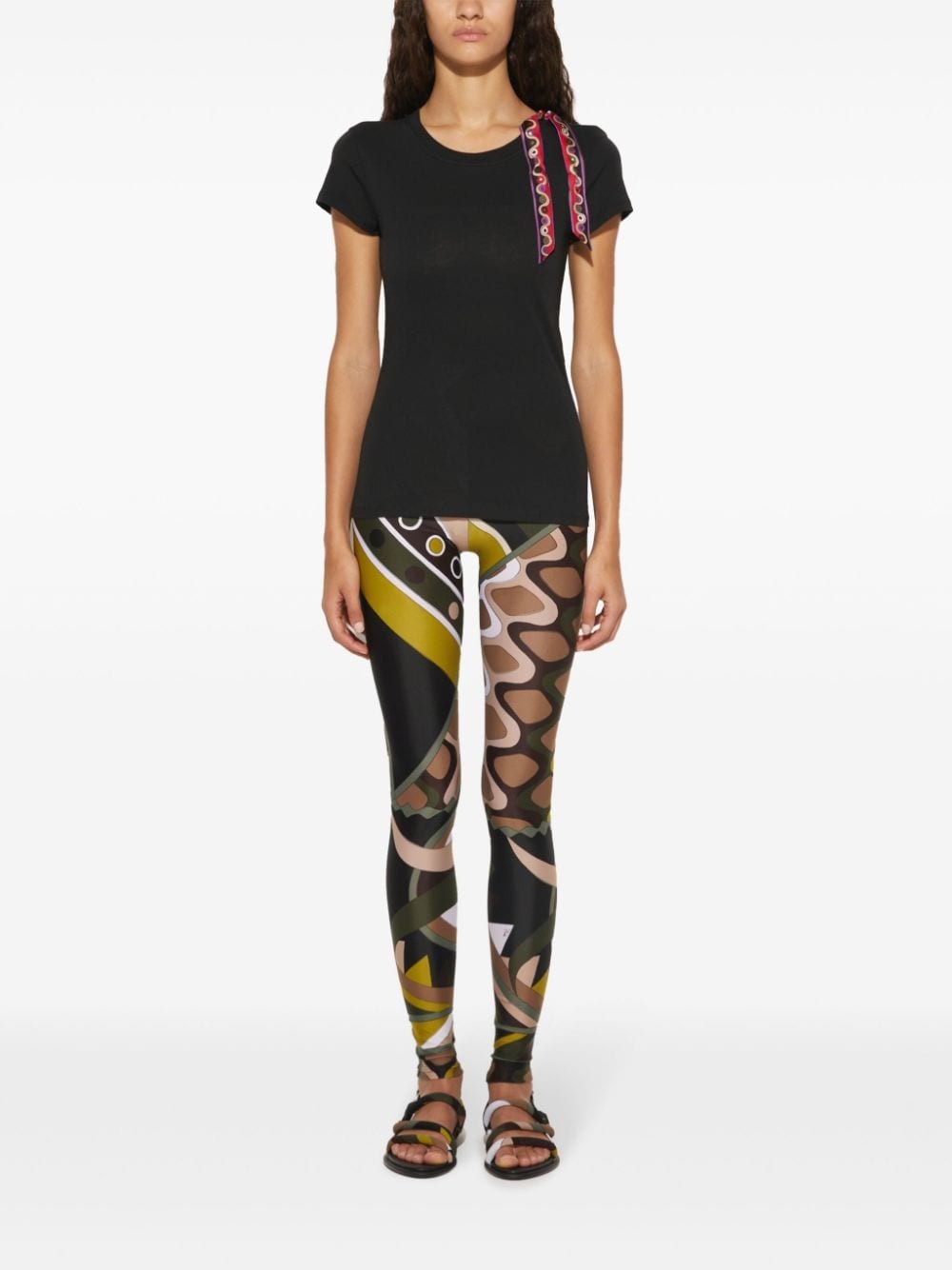 Iride-print ribbon T-shirt - 2