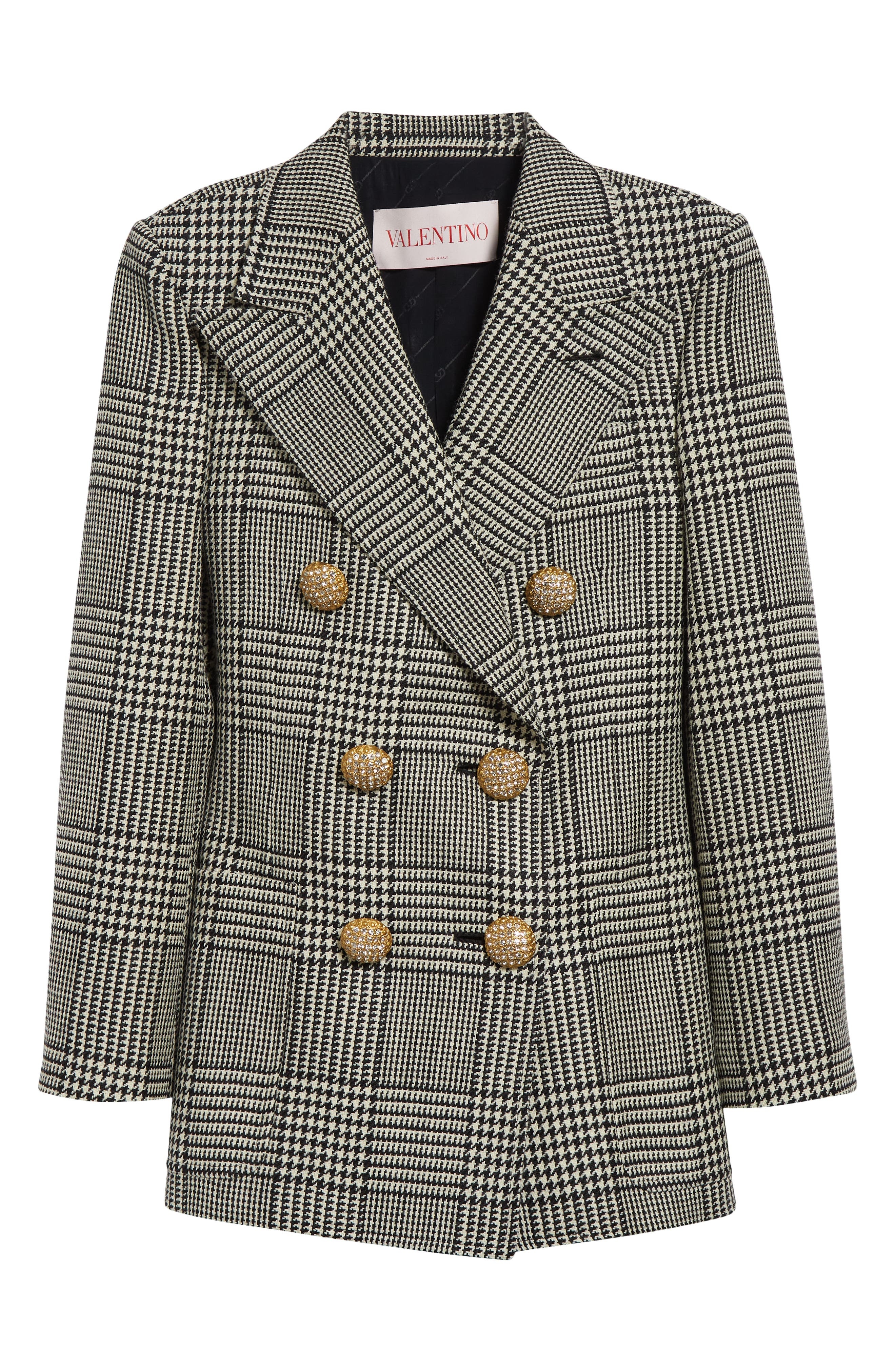 Valentino Garavani Glen Plaid Double Breasted Wool Blazer in Avorio/nero at Nordstrom - 7