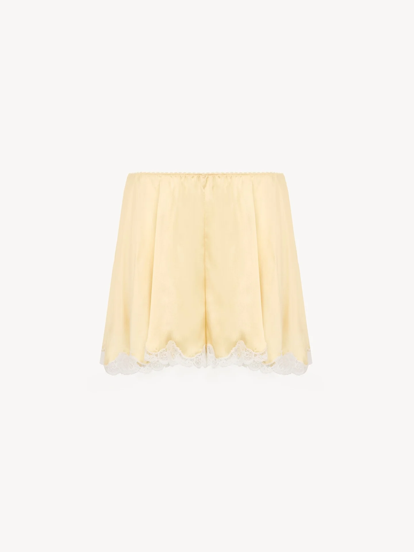 FLUID SHORTS IN WASHED SILK SATIN & LACE - 1