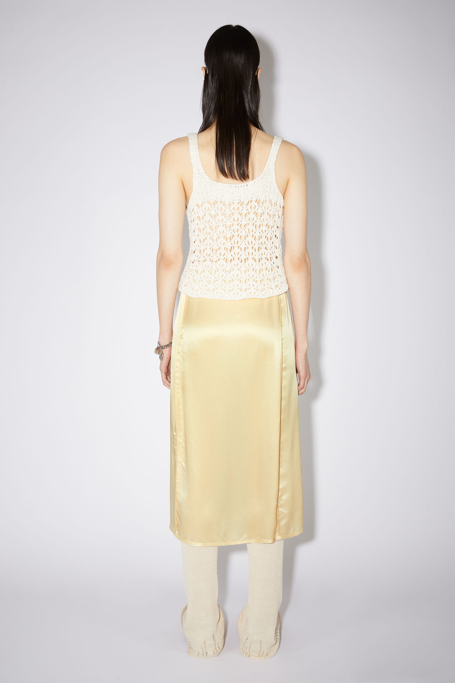 Light satin skirt - Straw yellow - 3