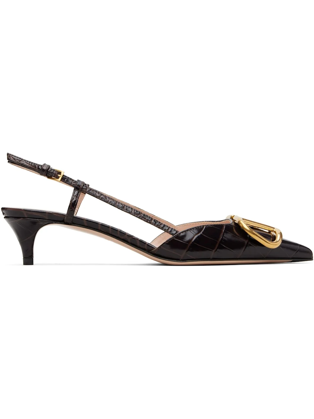 Brown VLogo Signature Slingback Heels - 1