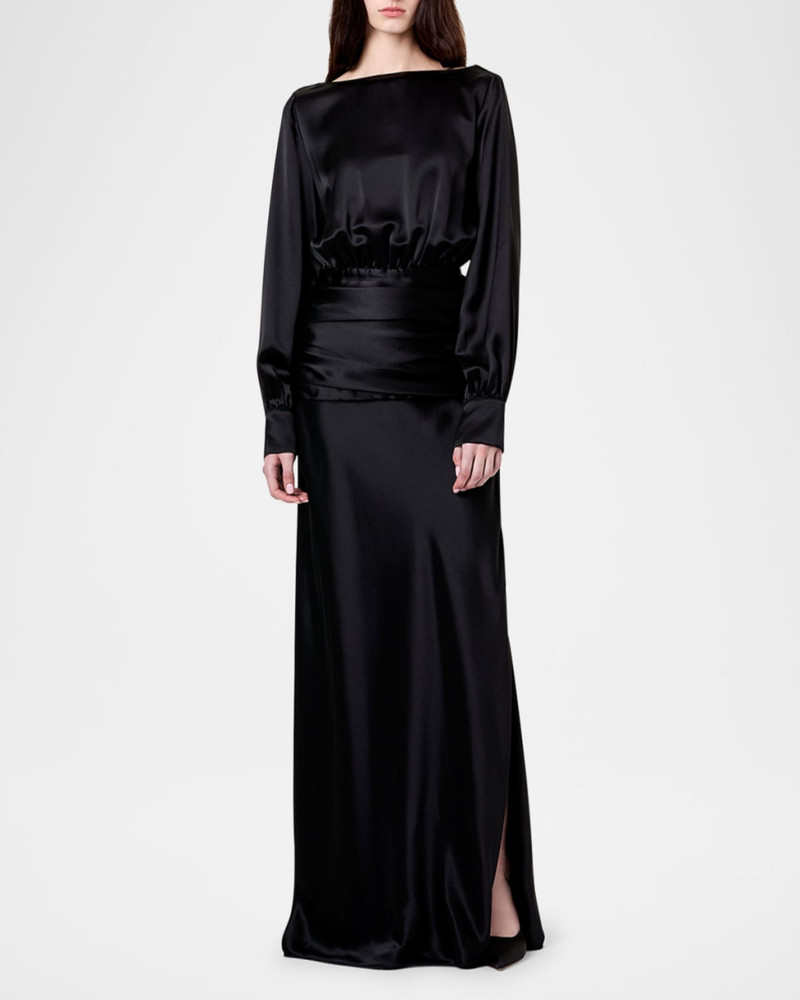 NICHOLAS Samina Open-Back Fluid Satin Gown outlook