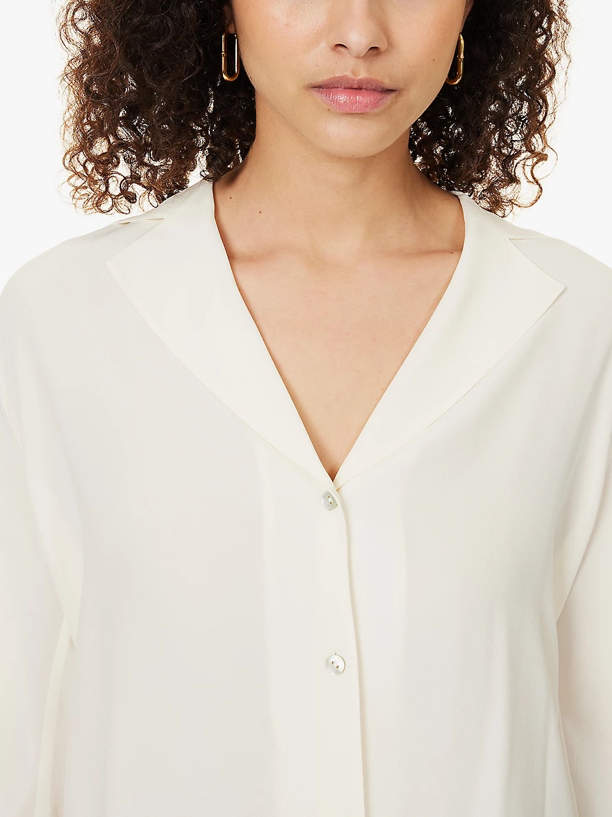 V-neck relaxed-fit silk shirt - 5