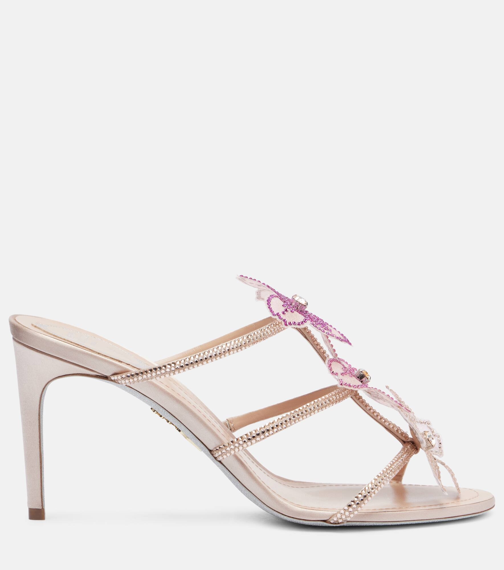 Peach Flower 80 leather sandals - 4