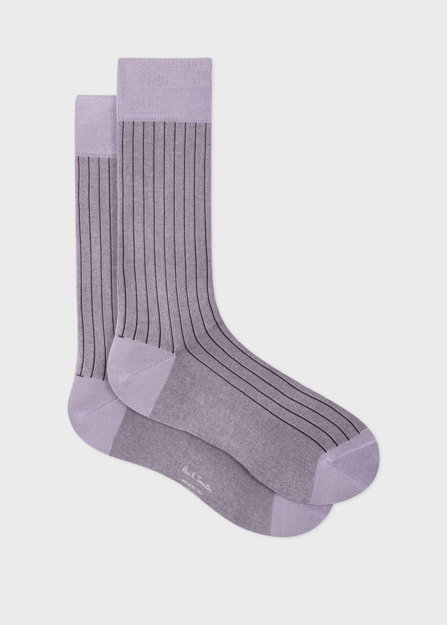 Light Purple Ribbed Cotton-Blend Socks - 1