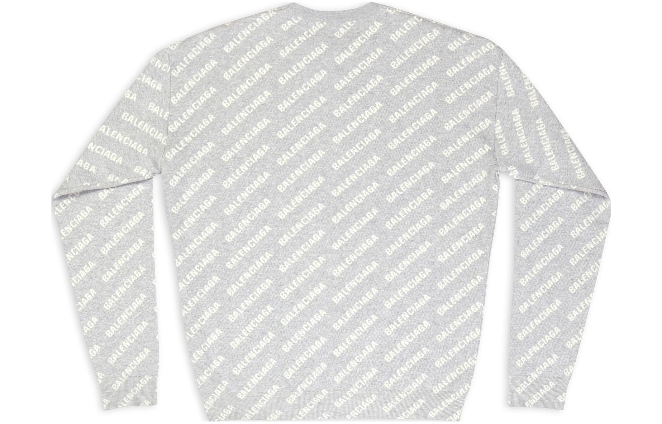 Balenciaga All Over Logo Crewneck Sweater 'Light Grey White' 702952T32331461 - 2