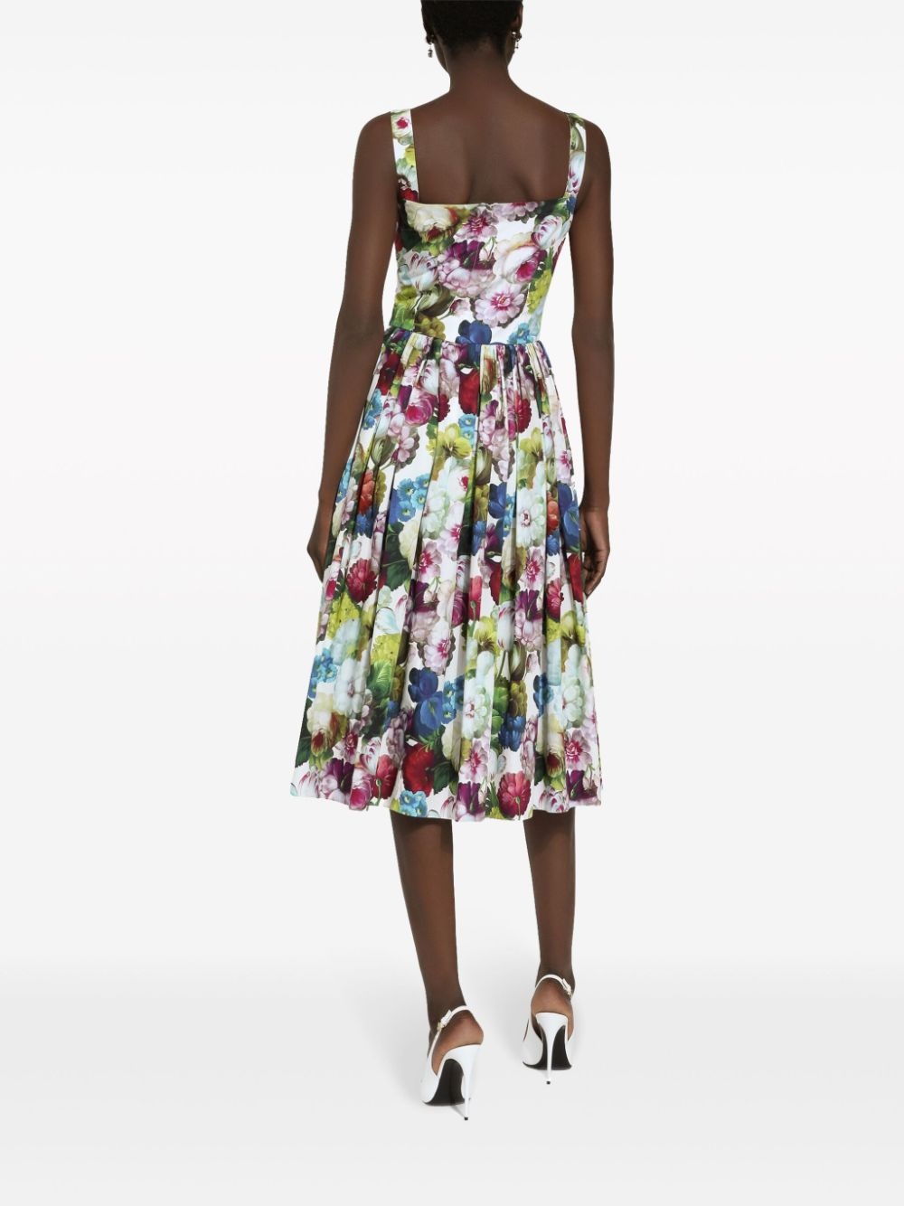 Dolce & Gabbana Flower Print Midi Cotton Dress - 4