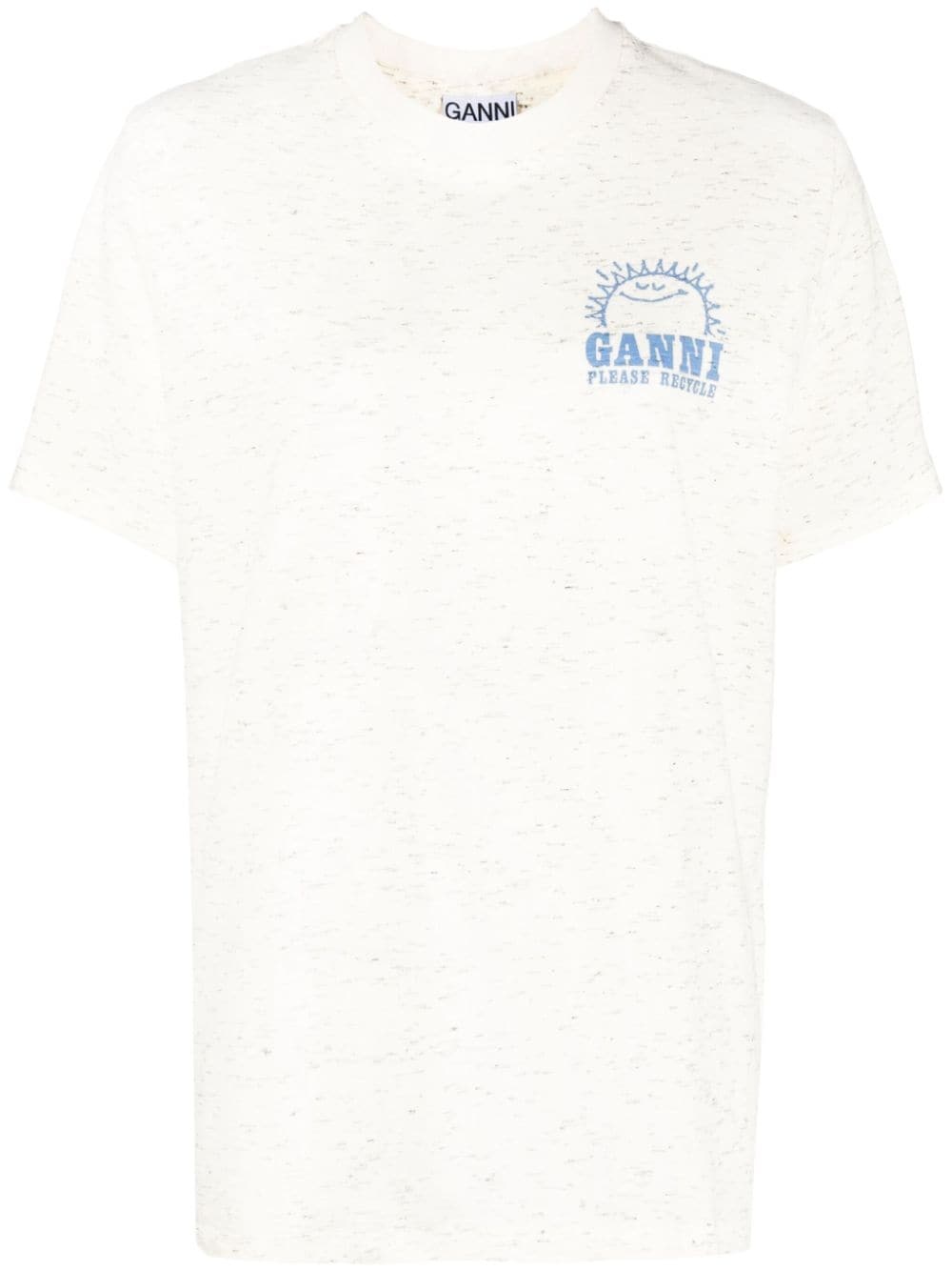 GANNI logo-print organic-cotton T-shirt | REVERSIBLE