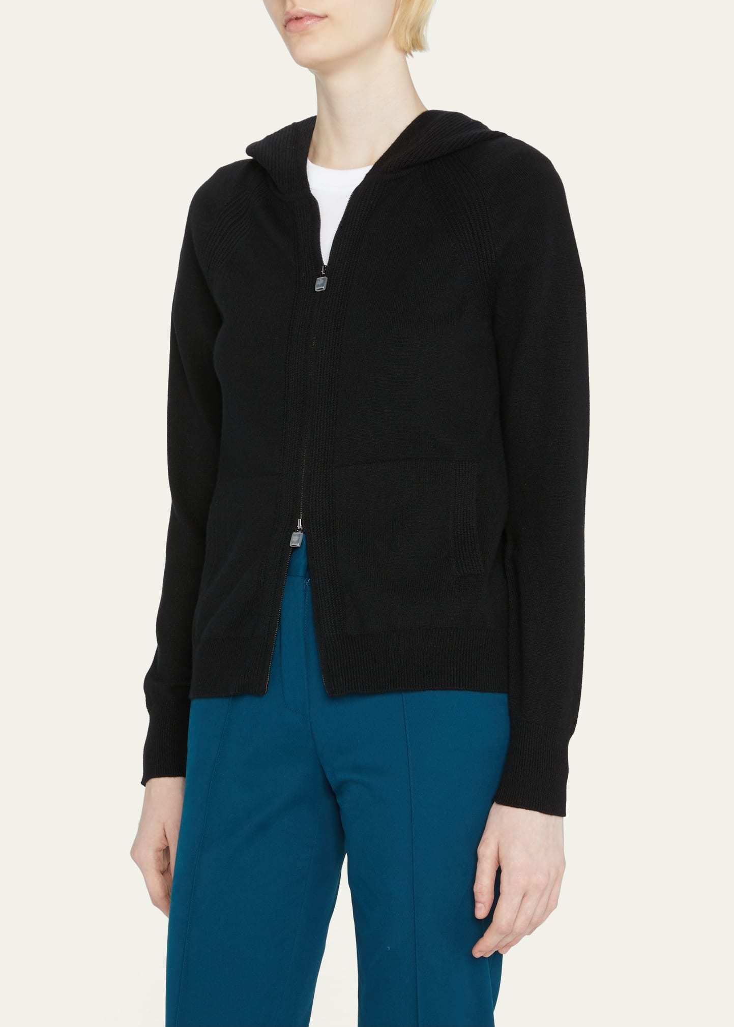Merano Cashmere Zip-Front Hoodie Sweater - 4