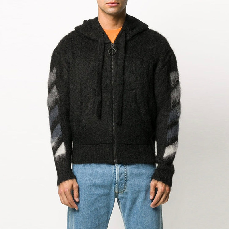Off-White OFF-WHITE Back Printing hooded Knit Jacket Black OMHA073R20B020231088 outlook