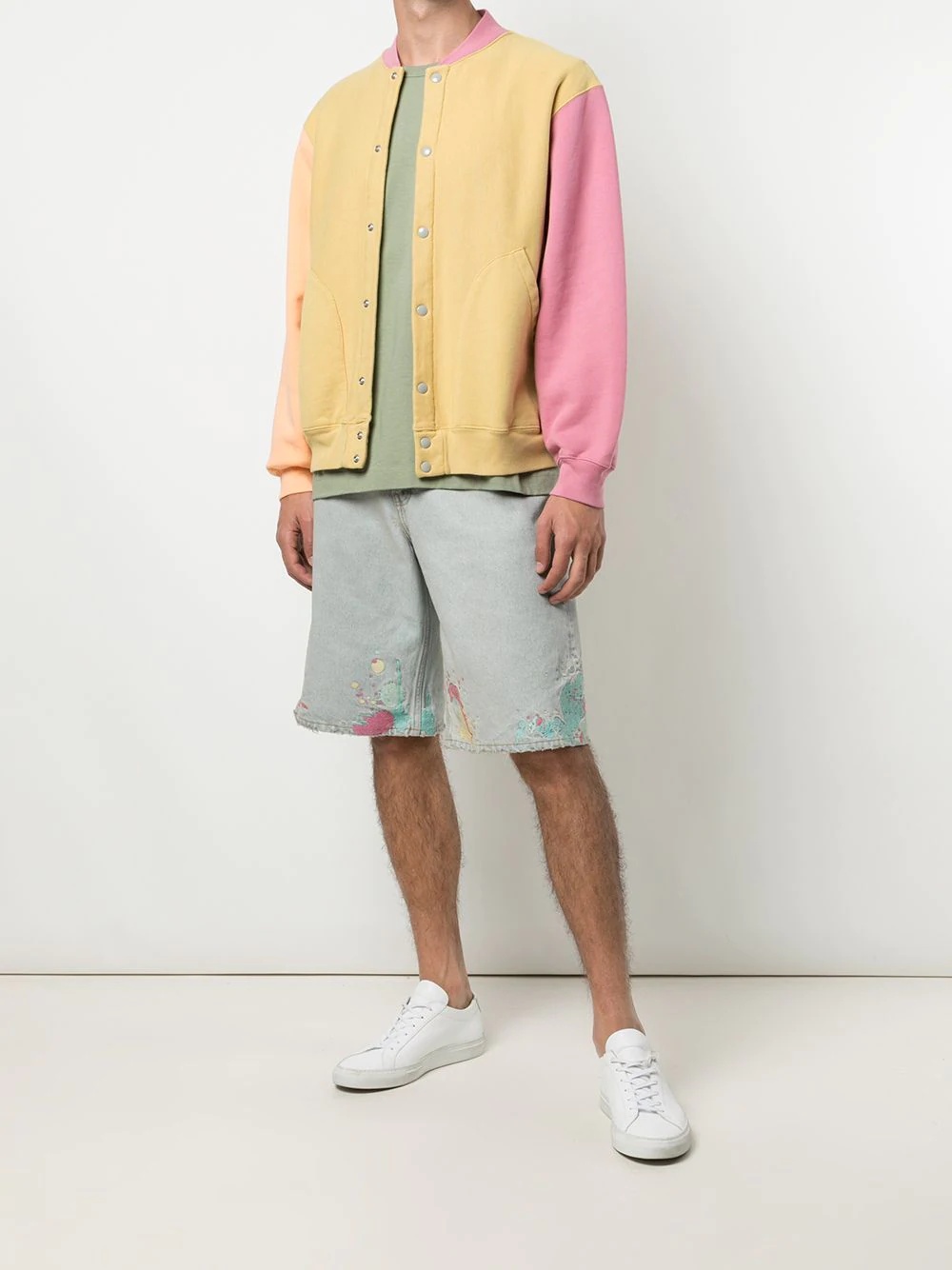 fleece colour-block bomber jacket - 2