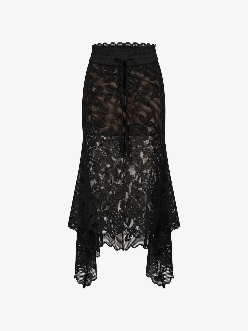 lace drawstring-waistband midi skirt - 1