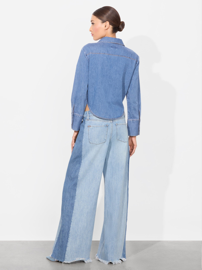 Alice + Olivia HANNON CHAMBRAY TIE FRONT BLOUSE outlook