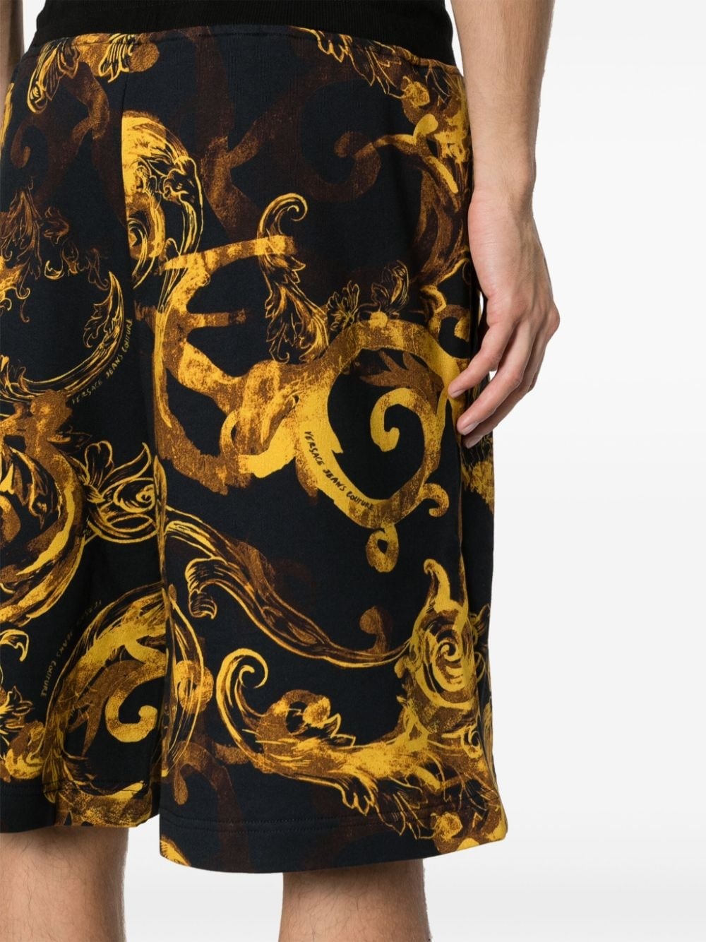 Barocco-print cotton track shorts - 5