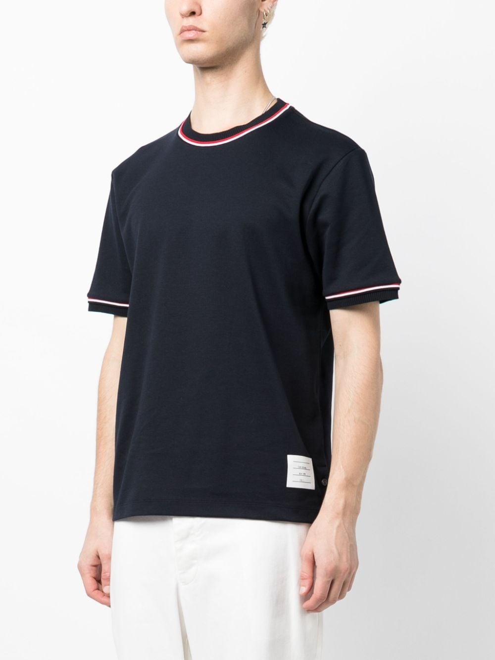 stripe-trim short-sleeve T-shirt - 3