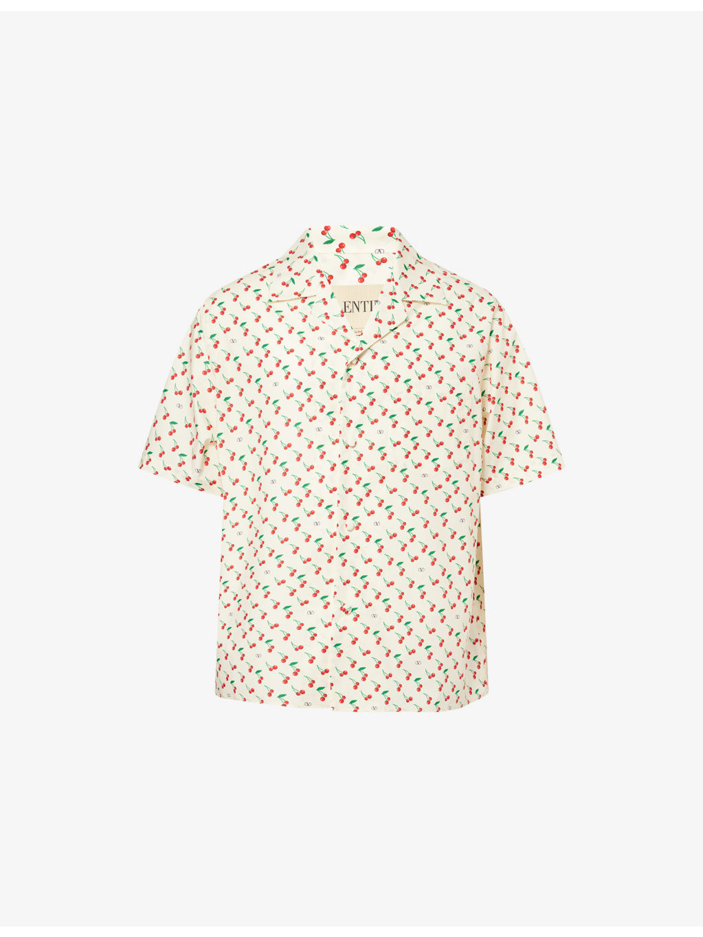 Cherry-Print Camp-Collar Cotton-Poplin Shirt - 1