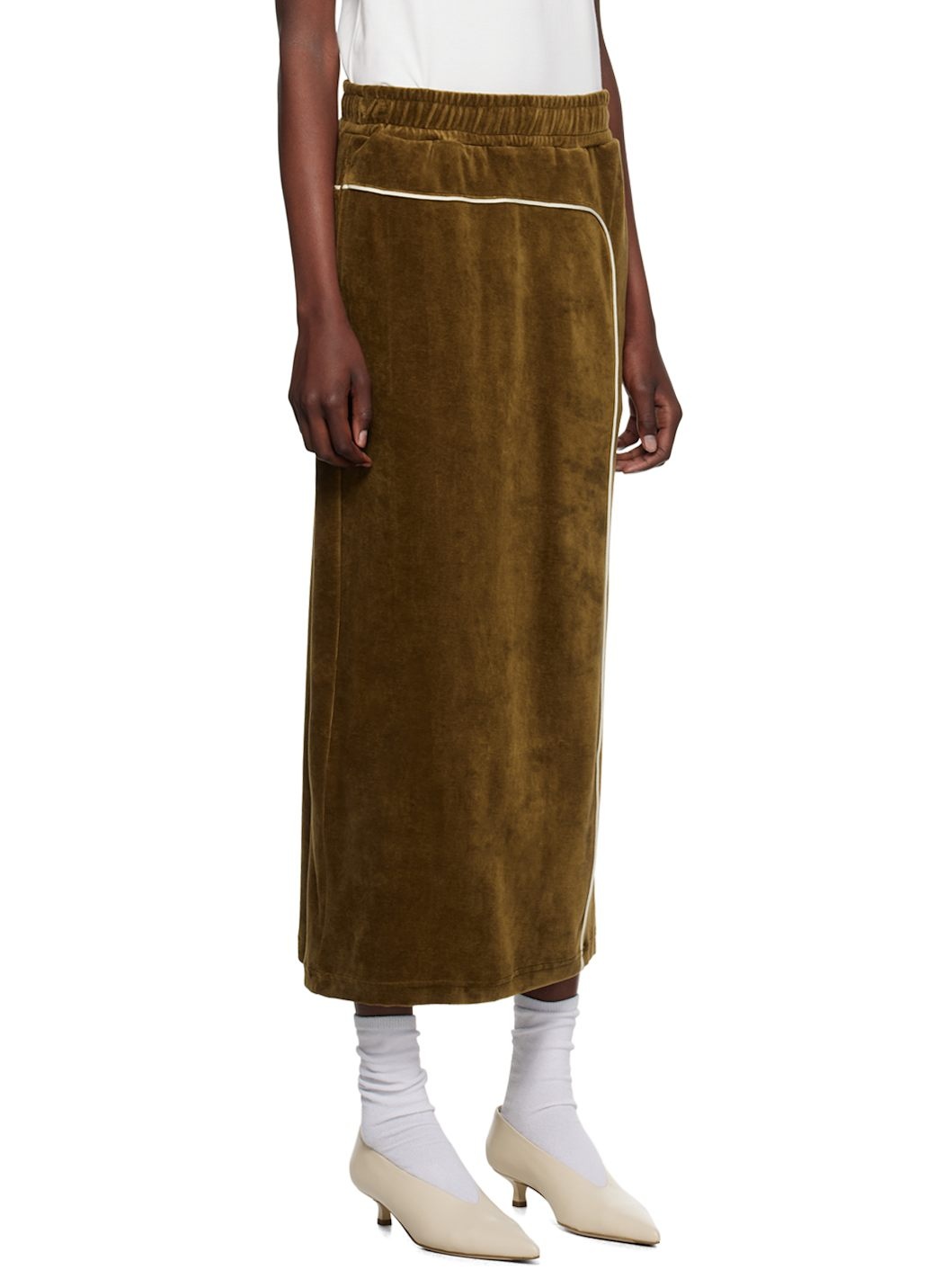 Brown Embroidered-Logo Midi Skirt - 2
