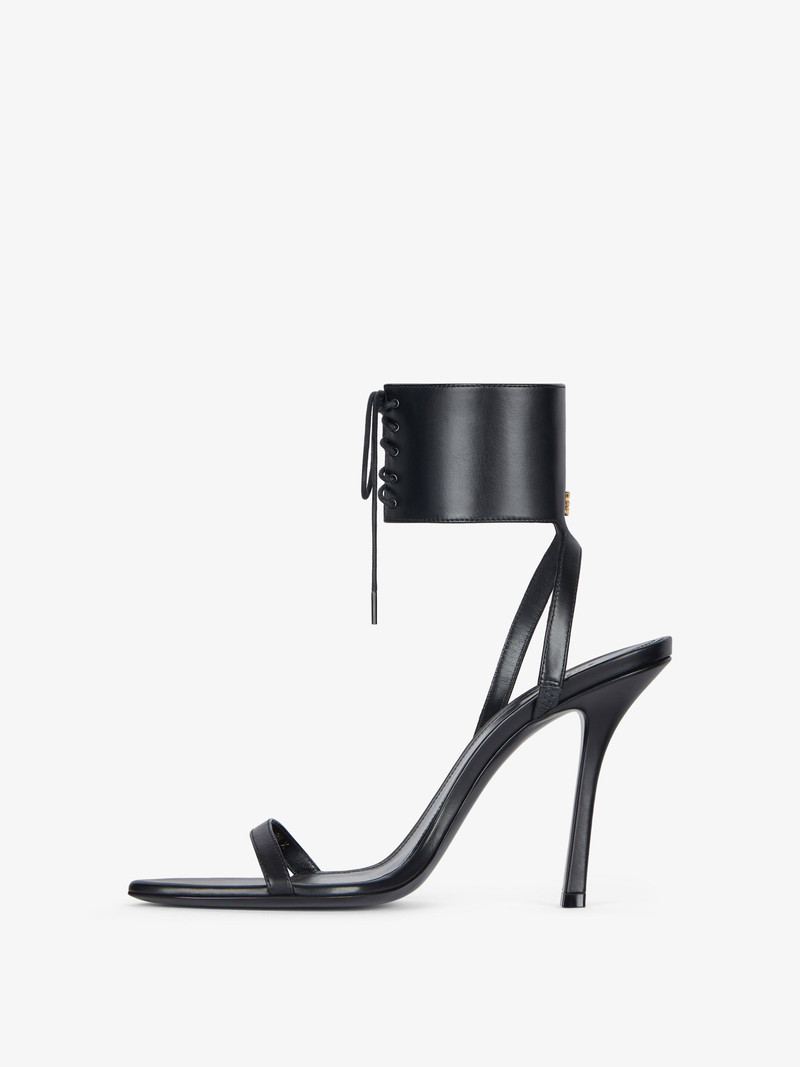 Givenchy 4G LIQUID LACE-UP HEELED SANDALS IN LEATHER outlook
