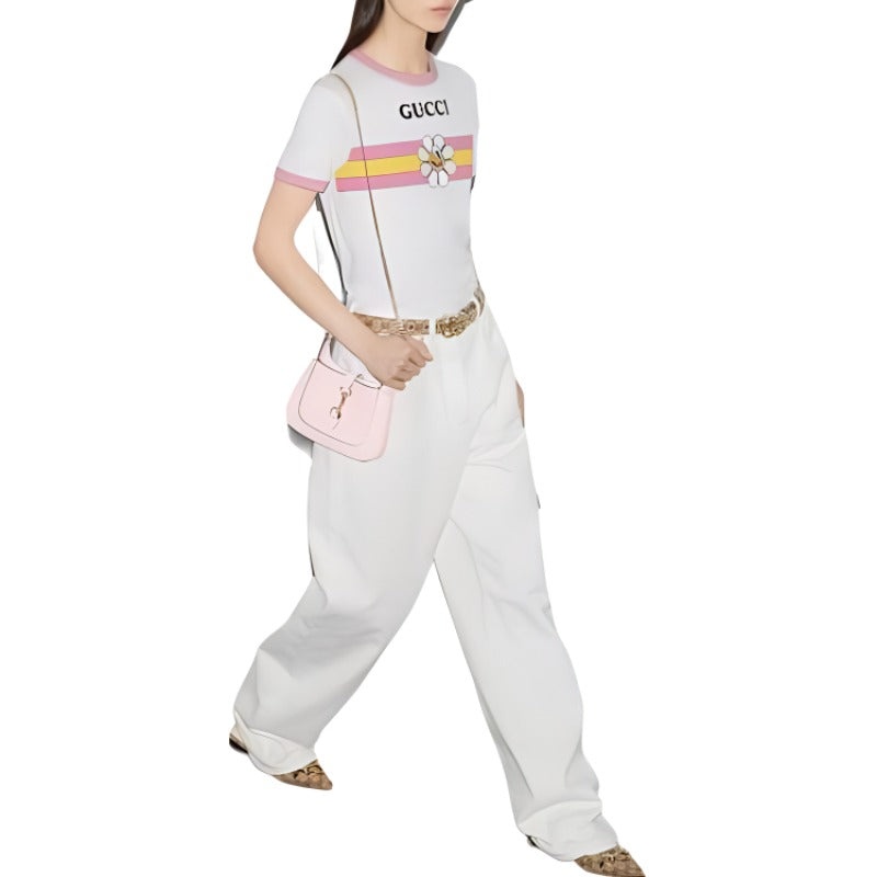 (WMNS) Gucci Cotton Jersey Printed T-Shirt 'Off White' 723566-XJGHL-9088 - 3