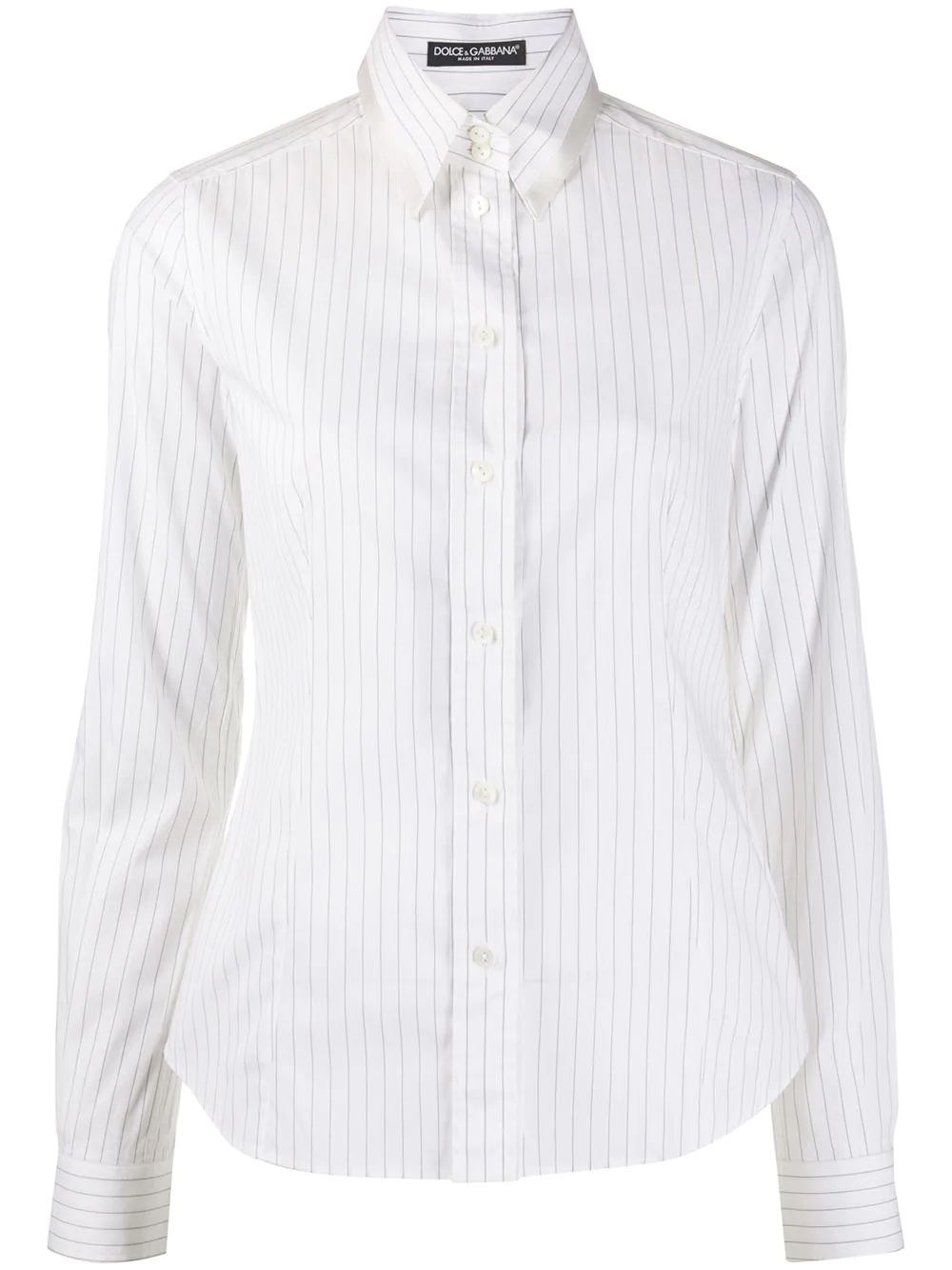 striped curved hem shirt - 1