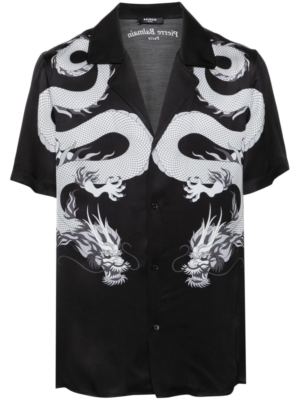 dragon-print satin shirt - 1