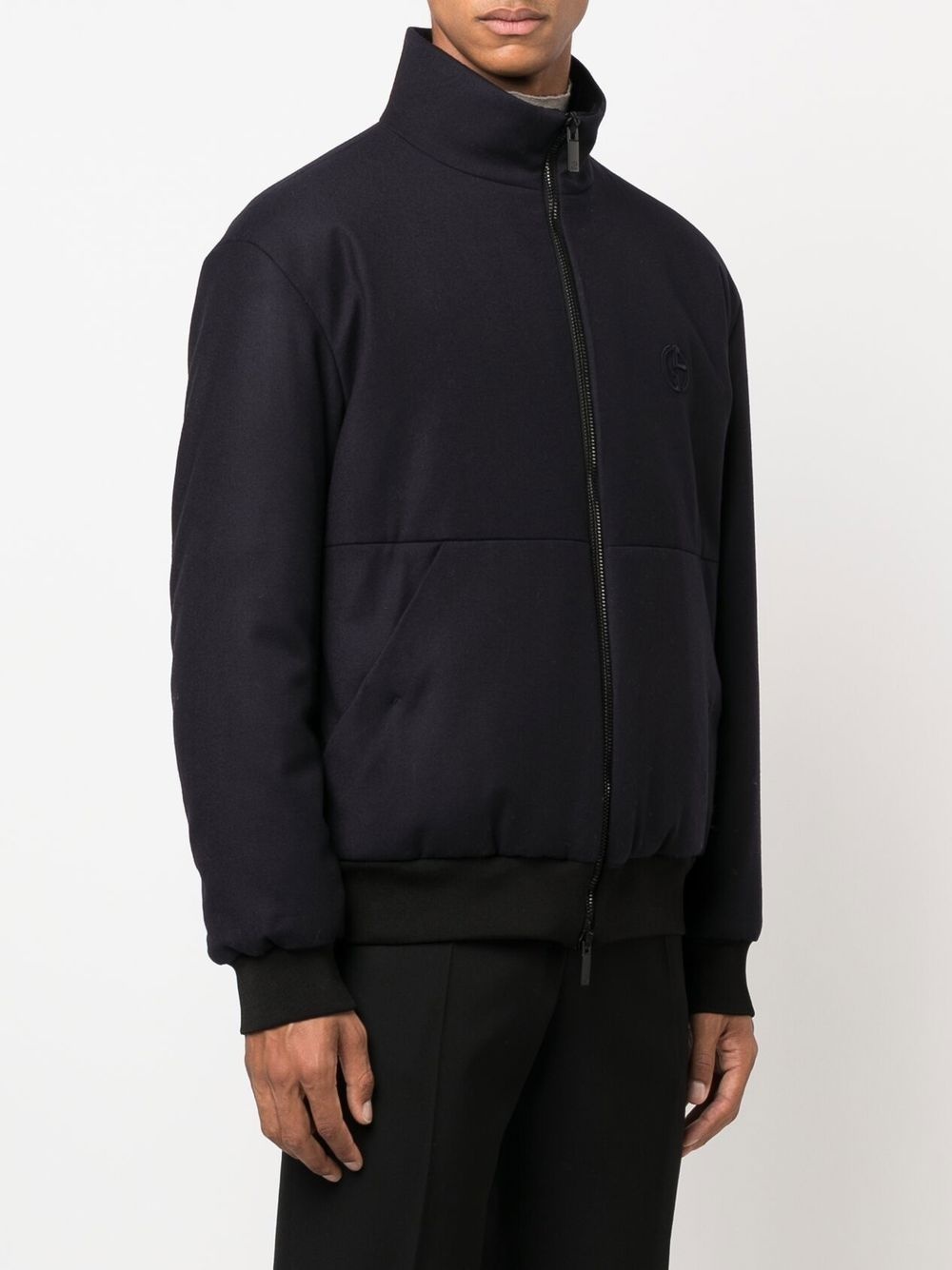 embroidered-logo zip-up jacket - 3