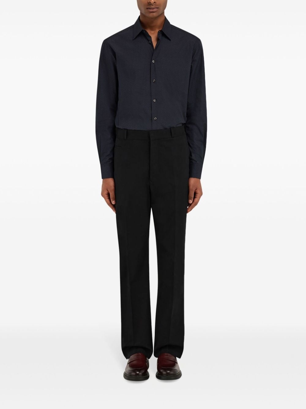 logo-tag cotton straight-leg trousers - 2