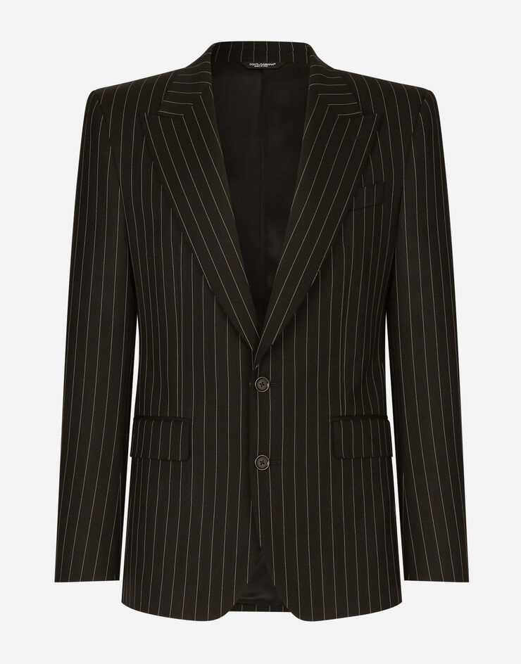 Single-breasted pinstripe stretch wool Sicily-fit suit - 1