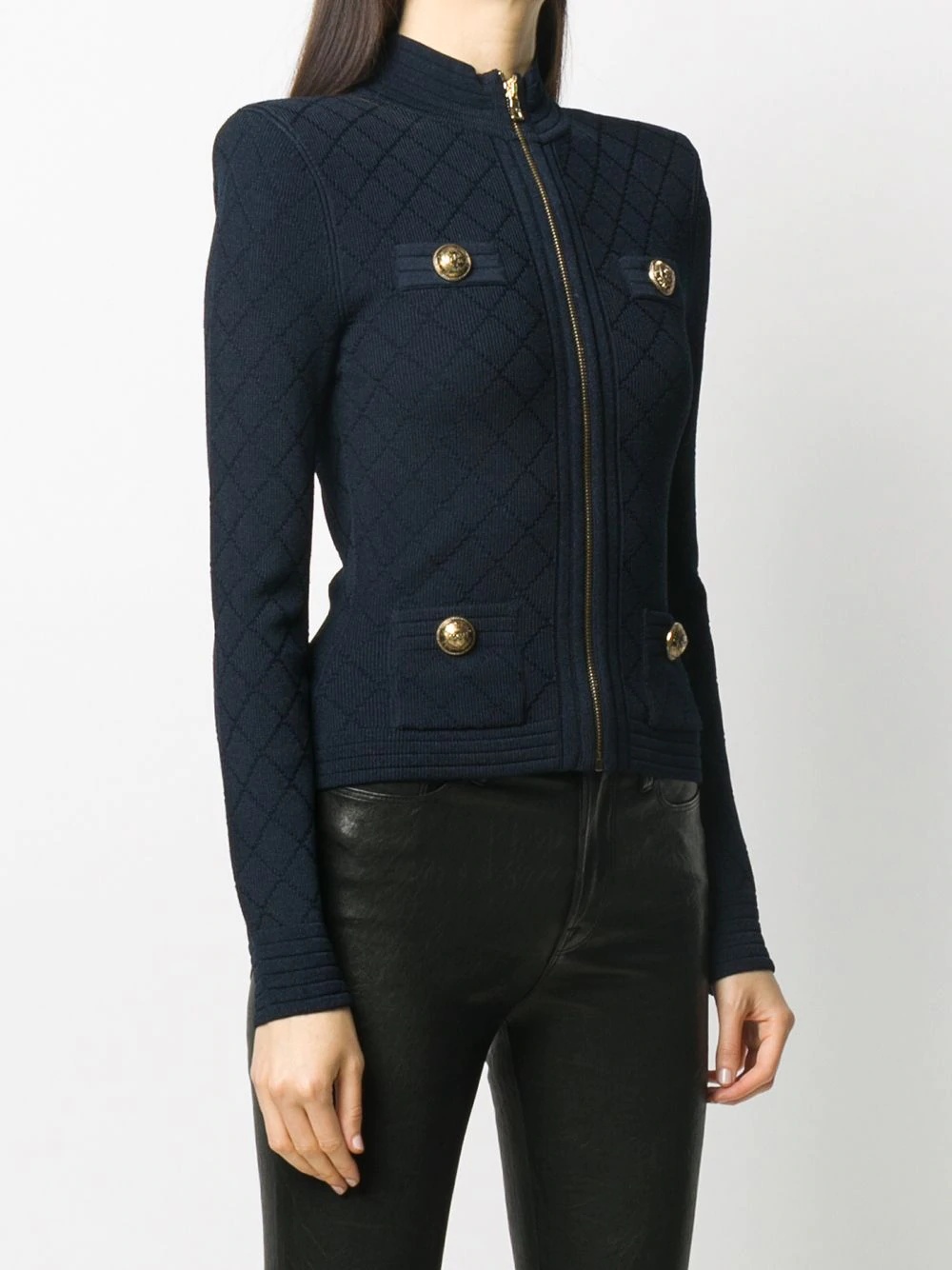 structured shoulder knitted jacket - 3