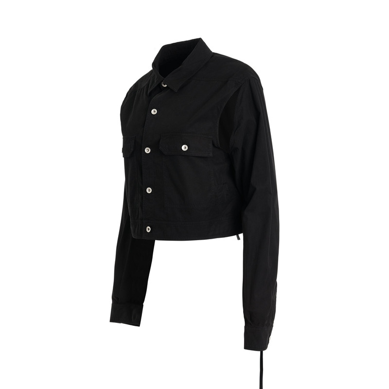 Rick Owens DRKSHDW Cape Sleeve Cropped Outershirt in Black outlook