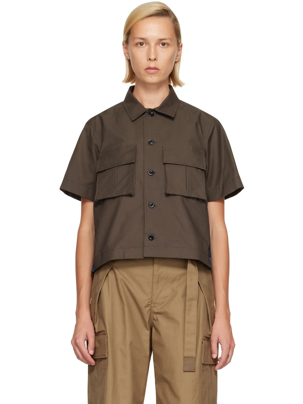 Khaki & Navy Cotton Weather Shirt - 1