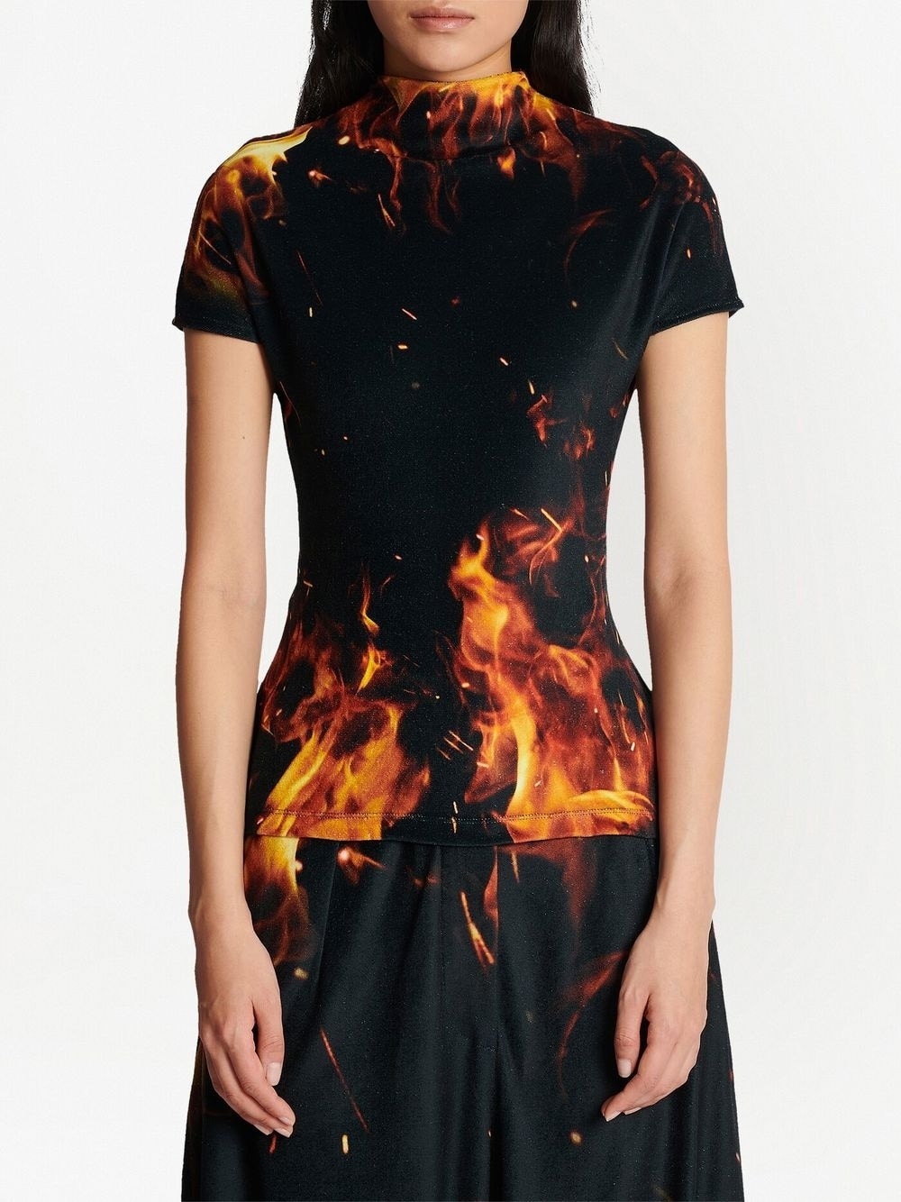 fire print velvet top - 4