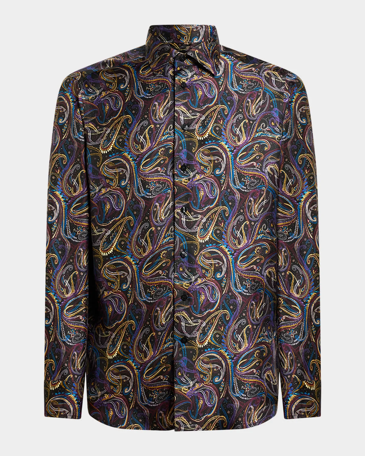 Men's Multicolor Paisley Silk Sport Shirt - 1