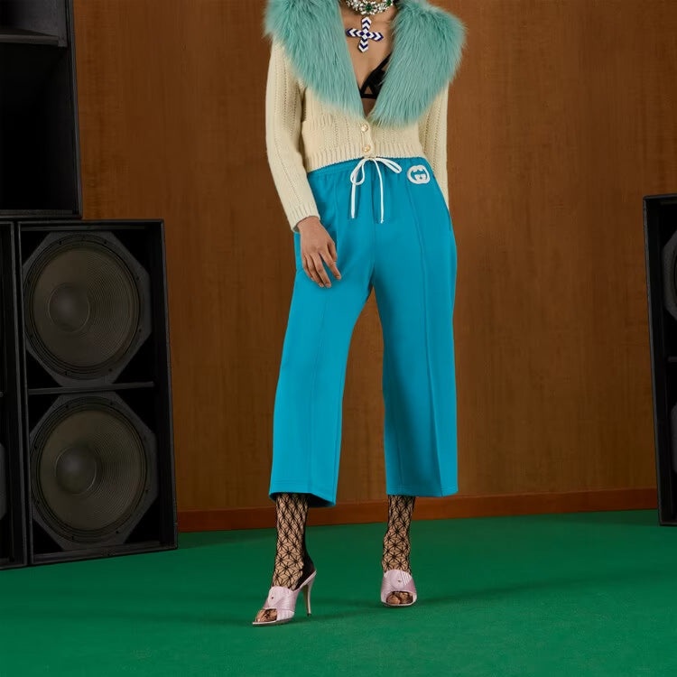 (WMNS) Gucci Neoprene Pants With Interlocking G 'Light Blue' 693166-XJD6F-4594 - 4