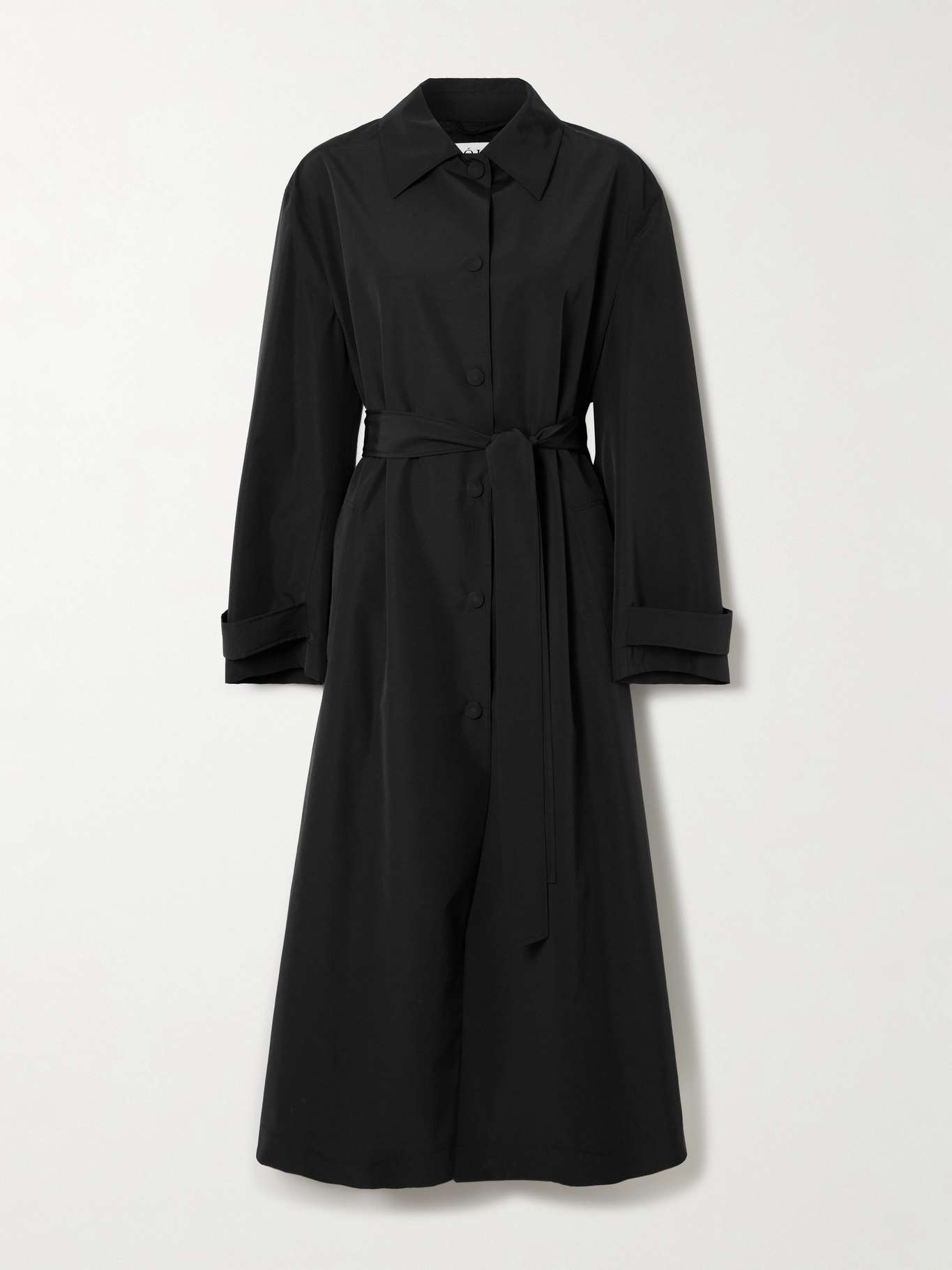 Belted wool-blend shell coat Black - 1