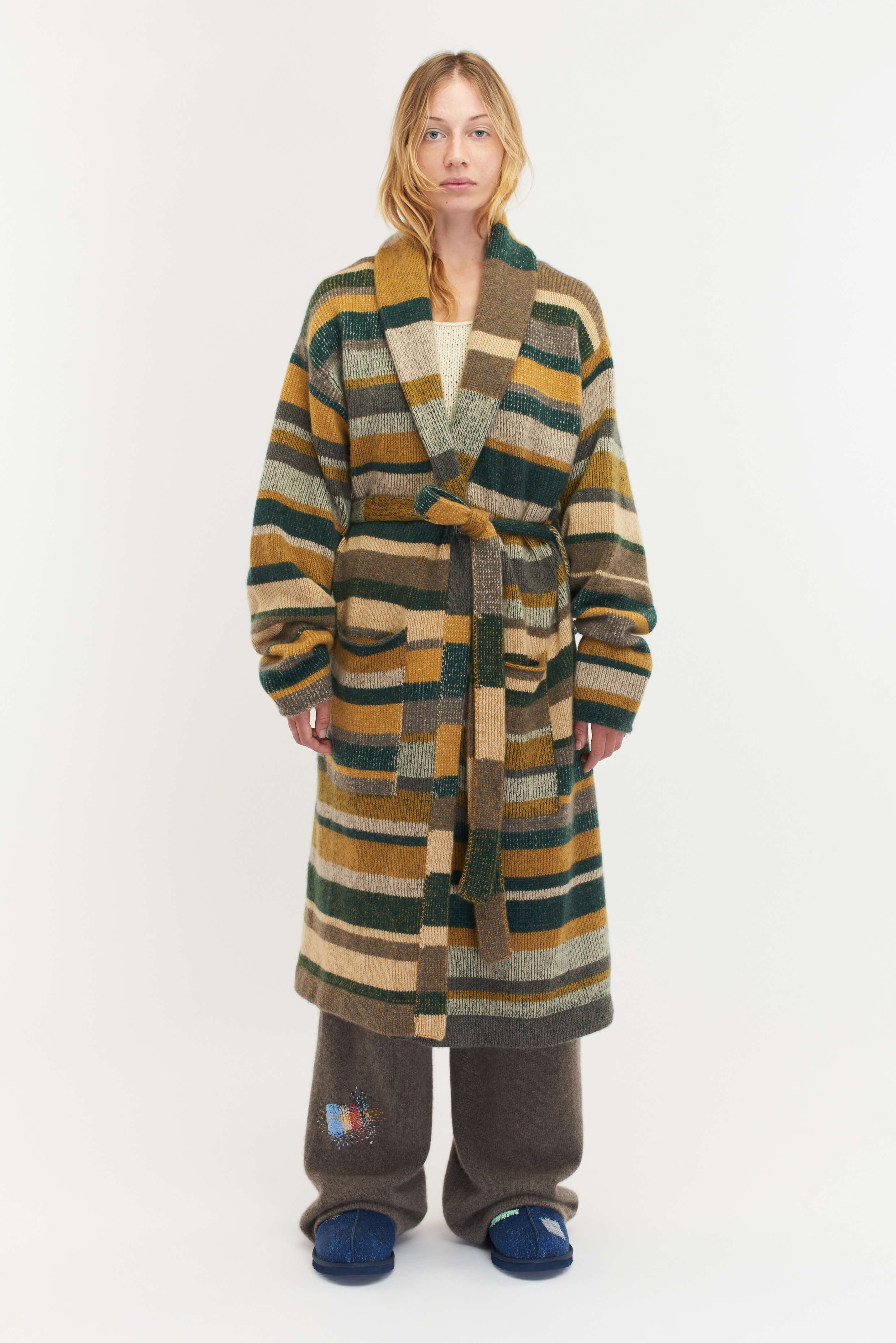 The Elder Statesman STRIPE SUPER SOFT ROBE