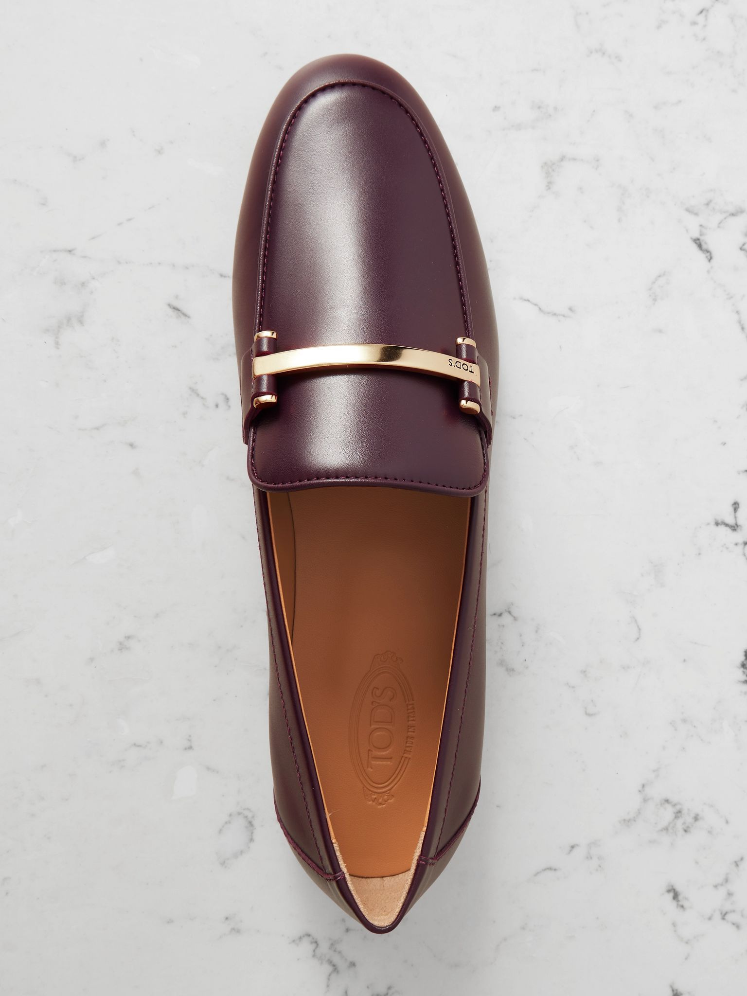Embellished leather loafers Burgundy - 5