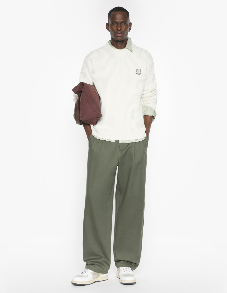 FOX HEAD WOOL RIBBED JUMPER - 2